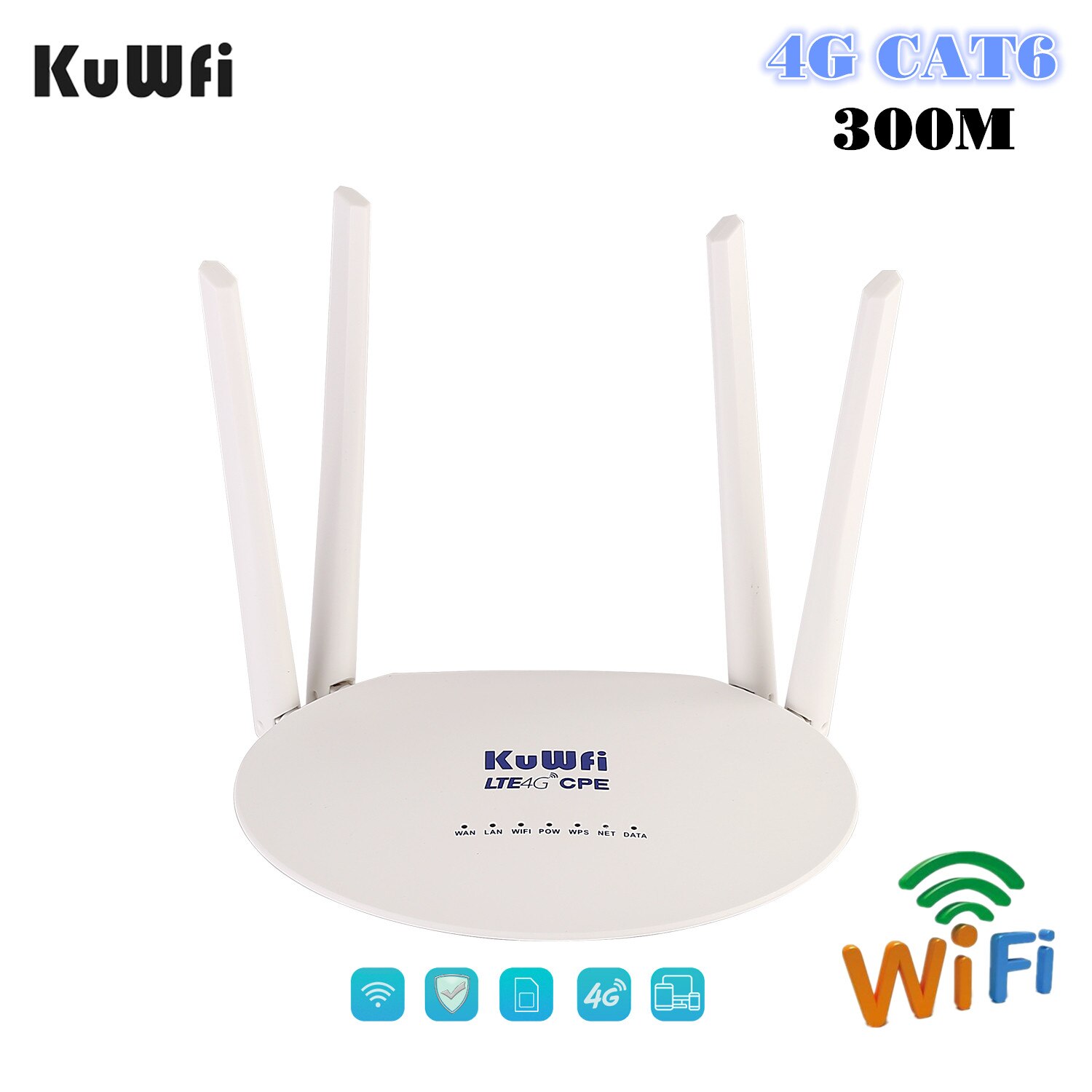 KuWFi 4G  CAT6 300Mbps 4G LTE  Wifi CPE..